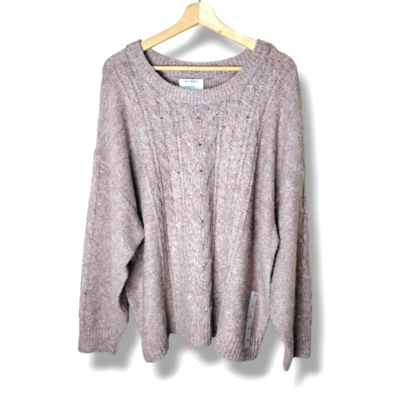 Old Navy Plus 3X NWT Cable Knit Sweater | Taupe Gray Oversized Pullover - Picture 1 of 7